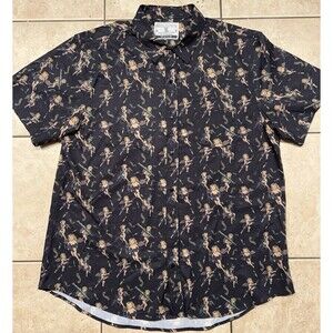 Savage Tacticians Shirt Mens XL Black Camp Hawaiian Angels Guns AOP Pearl Snap